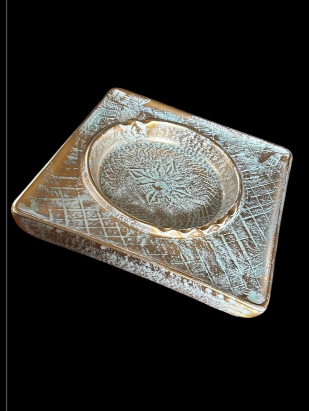 Vintage Stangl Pottery 24k Antique Gold Large Ashtray